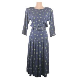 Vintage 80s or 90s Betsy's Things Dress Blue Print Size Small